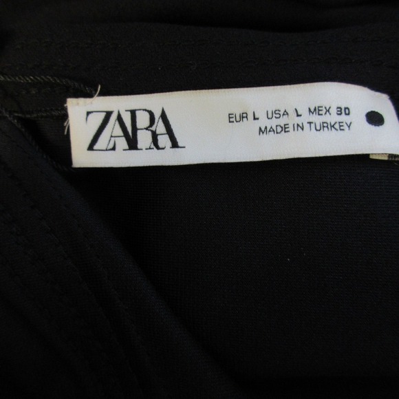 Zara Womens Maxi Dress L Black Short Sleeve Slit Asymetric Minimalist Party 394 - Picture 3 of 11